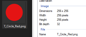 A png of a red circle used as my colour portion of the image, Exported at 256x256 pixels